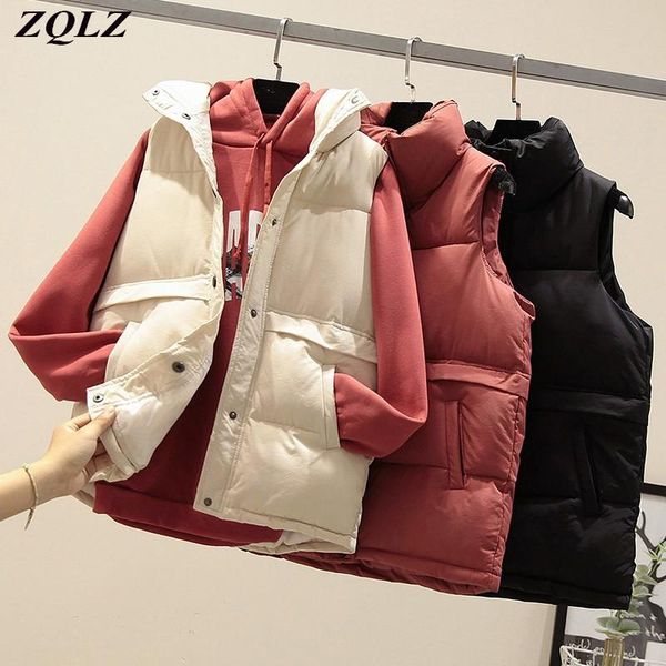 women's vests zqlz 2021 women sleeveless vest winter warm plus size down cotton padded jacket female mandarin collar waistcoat, Black;white
women's vests zqlz 2021 women sleeveless vest winter warm plus size down cotton padded jacket female mandarin collar waistcoat, Black;white