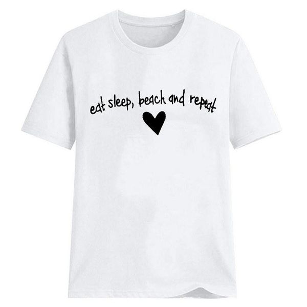 women's t-shirt 2021 summer ulzzang t shirt eat sleep beach repeat 90s women shirts casual harajuk o-neck, White
women's t-shirt 2021 summer ulzzang t shirt eat sleep beach repeat 90s women shirts casual harajuk o-neck, White