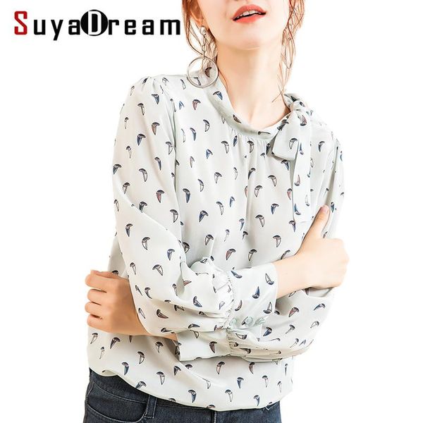 women's blouses & shirts women silk blouse 100% real crepe long sleeved stand collar printed office lady for 2021 fall winter, White
women's blouses & shirts women silk blouse 100% real crepe long sleeved stand collar printed office lady for 2021 fall winter, White