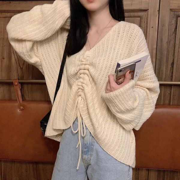 women's sweaters 2021 spring loose long sleeve v-neck knitted sweater pullover women streetwear korea solid casual autumn female, White;black
women's sweaters 2021 spring loose long sleeve v-neck knitted sweater pullover women streetwear korea solid casual autumn female, White;black