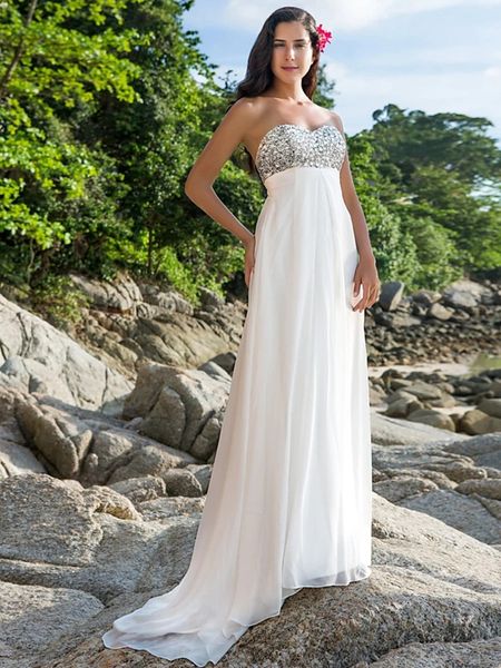 2022 empire waist wedding dresses with beaded sweetheart formal gowns for bride zipper backless beach robe de marrige, White
2022 empire waist wedding dresses with beaded sweetheart formal gowns for bride zipper backless beach robe de marrige, White