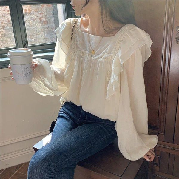 women's blouses & shirts women solid autumn korean blusas mujer trendy casual elegant vintage square collar womens, White
women's blouses & shirts women solid autumn korean blusas mujer trendy casual elegant vintage square collar womens, White