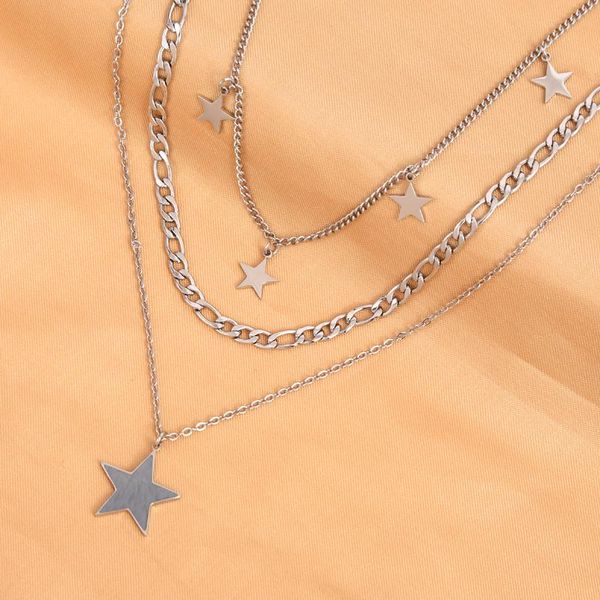 chains layered star pendant cuban chain grunge pentagram choker necklaces vintage stainless steel jewelry for women and girls, Silver
chains layered star pendant cuban chain grunge pentagram choker necklaces vintage stainless steel jewelry for women and girls, Silver