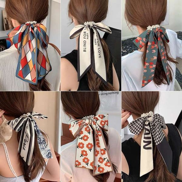 scarf pearl silk hair band women's hair binding net red year french ribbon headdress streamer rope, Blue;gray
scarf pearl silk hair band women's hair binding net red year french ribbon headdress streamer rope, Blue;gray