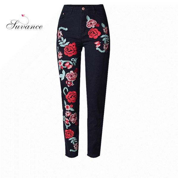 suvance fashion 3d embroidery roses loose straight cotton spring women jeans quality brand trousers women's, Blue
suvance fashion 3d embroidery roses loose straight cotton spring women jeans quality brand trousers women's, Blue
