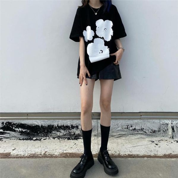 women's t-shirt 2021 summer korean printed wild loose black short sleeve regular round neck cotton, White
women's t-shirt 2021 summer korean printed wild loose black short sleeve regular round neck cotton, White