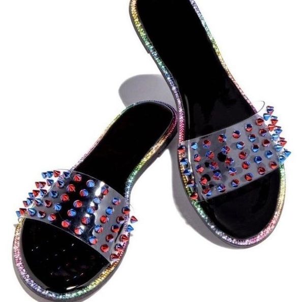 beach women's slippers for summer rivet color diamond flat-bottomed sandals/slippers women outside wear, Black
beach women's slippers for summer rivet color diamond flat-bottomed sandals/slippers women outside wear, Black