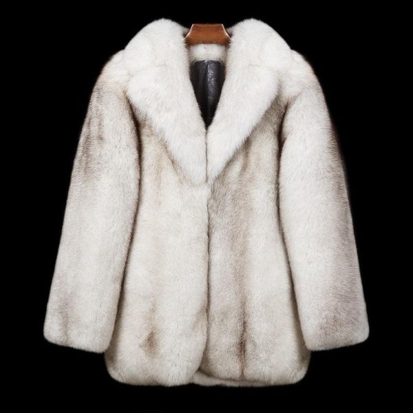 men's wool & blends fur coat mid-length whole leather winter thick haining, Black
men's wool & blends fur coat mid-length whole leather winter thick haining, Black
