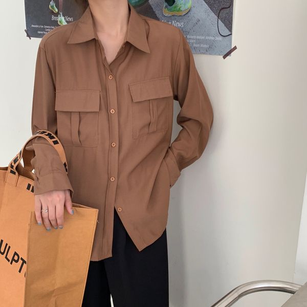 women chiffon shirts autumn winter fashion female long sleeve casual loose shirt solid vintage pocket blouse 210423, White
women chiffon shirts autumn winter fashion female long sleeve casual loose shirt solid vintage pocket blouse 210423, White