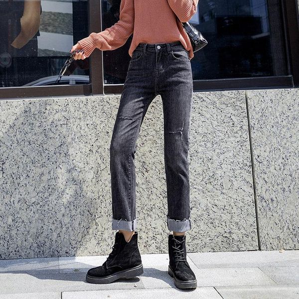 #3112 spring summer casual black denim jeans womens regular fit femme with holes straight skinny woman ankle-length women's, Blue
#3112 spring summer casual black denim jeans womens regular fit femme with holes straight skinny woman ankle-length women's, Blue