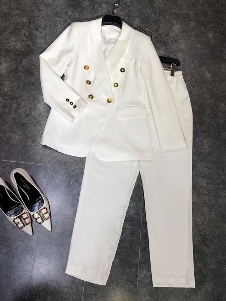 women's two piece pants south oil spring 2021 fashion temperament double-breasted suit jacket straight female z833 trouser, White
women's two piece pants south oil spring 2021 fashion temperament double-breasted suit jacket straight female z833 trouser, White