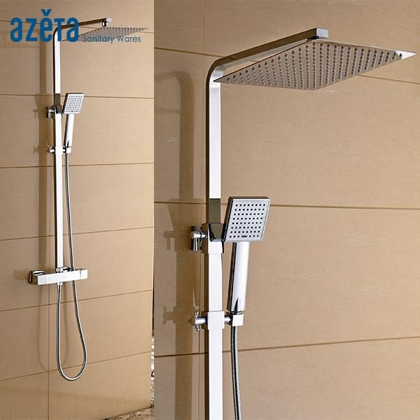 azeta bathroom chrome finish wall mounted square thermostatic shower faucet with set at1865t sets
azeta bathroom chrome finish wall mounted square thermostatic shower faucet with set at1865t sets