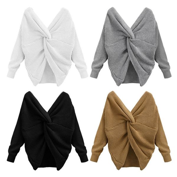 women's sweaters 072516 women deep v neck european american stylish casual loose style cross wrap long sleeve pullovers deml, White;black
women's sweaters 072516 women deep v neck european american stylish casual loose style cross wrap long sleeve pullovers deml, White;black