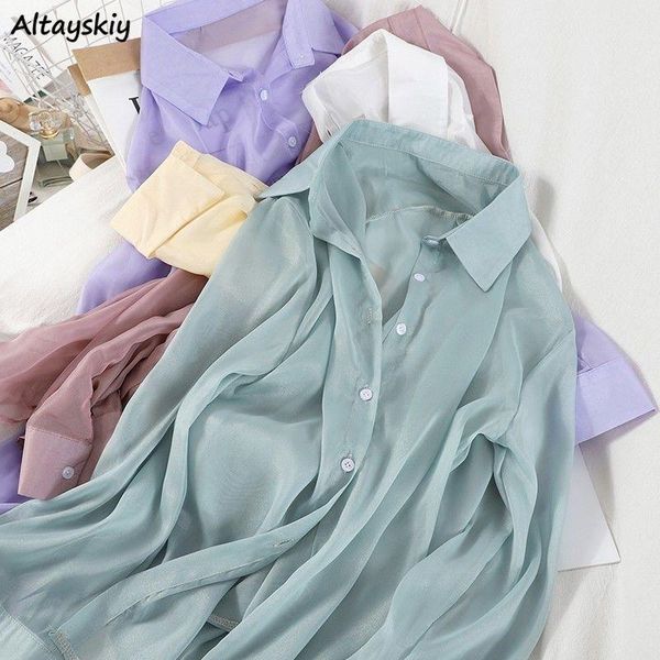 women's blouses & shirts shirt women solid thin 5-colors basic breathable female long sleeve loose single breasted plus size students, White
women's blouses & shirts shirt women solid thin 5-colors basic breathable female long sleeve loose single breasted plus size students, White