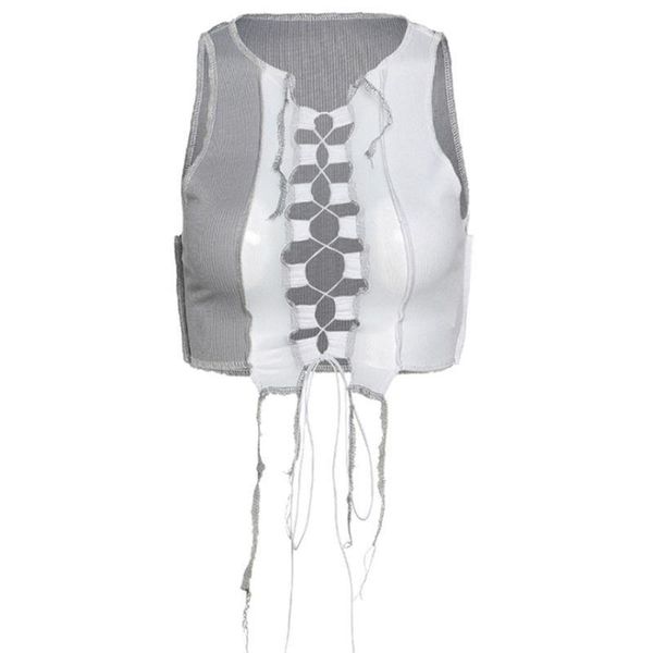 womens cami women sleeveless ribbed crop ages 18 35 years old mesh patchwork color block hollow lace up vest, White
womens cami women sleeveless ribbed crop ages 18 35 years old mesh patchwork color block hollow lace up vest, White