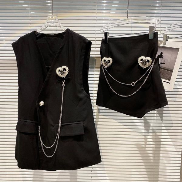 women's tracksuits pearl suit jacket vest + chain shorts 2021 summer small fragrance two piece set, Gray
women's tracksuits pearl suit jacket vest + chain shorts 2021 summer small fragrance two piece set, Gray