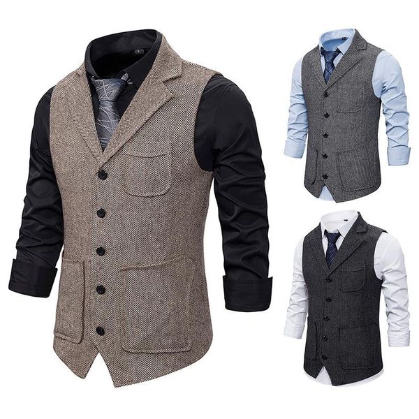 woolen vest 2021 fashion men's herringbone casual single-breasted lapel suit vestcoat vests, Black;white
woolen vest 2021 fashion men's herringbone casual single-breasted lapel suit vestcoat vests, Black;white