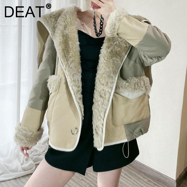 women's fur & faux deat loose spliced jacket lapel long sleeve thickened warm women coat korean fashion tide winter 2021 19d4643, Black
women's fur & faux deat loose spliced jacket lapel long sleeve thickened warm women coat korean fashion tide winter 2021 19d4643, Black