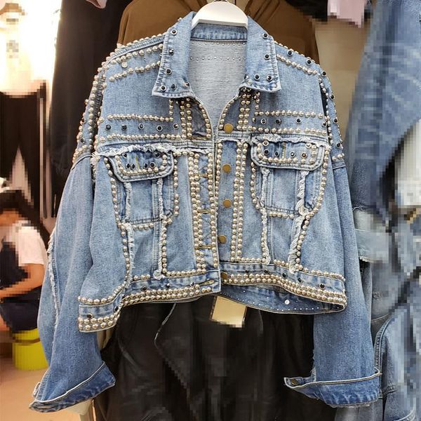 women's jackets 2021 spring autumn harajuku denim jacket coat hand beaded rivet short jean students basic coats casual loose outerwear, Black;brown
women's jackets 2021 spring autumn harajuku denim jacket coat hand beaded rivet short jean students basic coats casual loose outerwear, Black;brown