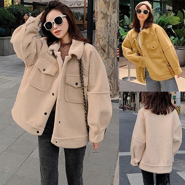 women's jackets 2021 s fashion winter warm thick outerwear long sleeve lamb hair lapel coat plush jacket overcoat, Black;brown
women's jackets 2021 s fashion winter warm thick outerwear long sleeve lamb hair lapel coat plush jacket overcoat, Black;brown