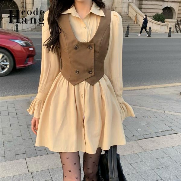 casual dresses hangcode shirt dress with vest women y2k spring autumn long sleeves lady vintage party short vestidos, Black;gray
casual dresses hangcode shirt dress with vest women y2k spring autumn long sleeves lady vintage party short vestidos, Black;gray