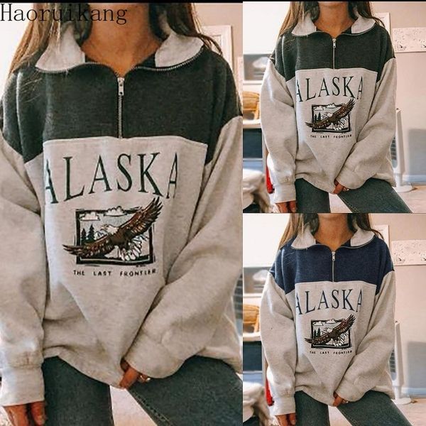 women hoodie women's stand collar half zipper alaska letter print long sleeve sweatshirts casual loose sweatshirt, Black
women hoodie women's stand collar half zipper alaska letter print long sleeve sweatshirts casual loose sweatshirt, Black