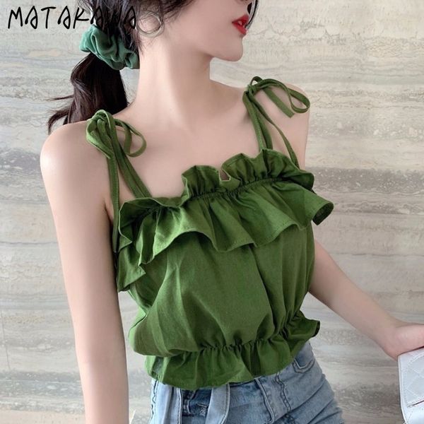 matakawa sleeveless camisole women temperament ruffled bow tie spaghetti strap tank short outer wear crop 210513, White
matakawa sleeveless camisole women temperament ruffled bow tie spaghetti strap tank short outer wear crop 210513, White