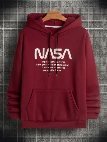 men slogan graphic kangaroo pocket drawstring hoodie c8x7#, Black
men slogan graphic kangaroo pocket drawstring hoodie c8x7#, Black