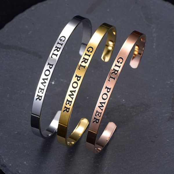 bangle high polished stainless steel girl power inspirational bracelet positive saying engrave encouragement gifts, Black
bangle high polished stainless steel girl power inspirational bracelet positive saying engrave encouragement gifts, Black