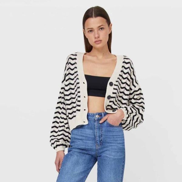 women's knits & tees wllwlp women loose sweater 2021 spring and autumn wave pattern hollow out short knitted cardigan for womens a269, White
women's knits & tees wllwlp women loose sweater 2021 spring and autumn wave pattern hollow out short knitted cardigan for womens a269, White