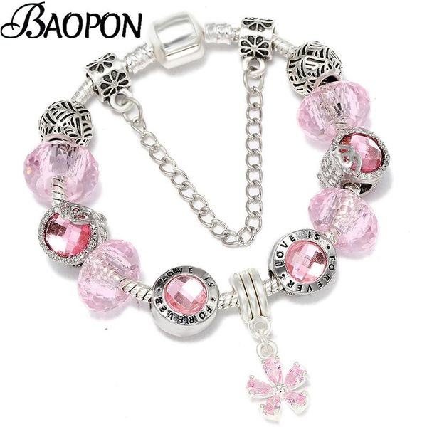 charm bracelets baopon flower pendant with silver plated forever love beads brand for women christmas jewelry gift, Golden;silver
charm bracelets baopon flower pendant with silver plated forever love beads brand for women christmas jewelry gift, Golden;silver