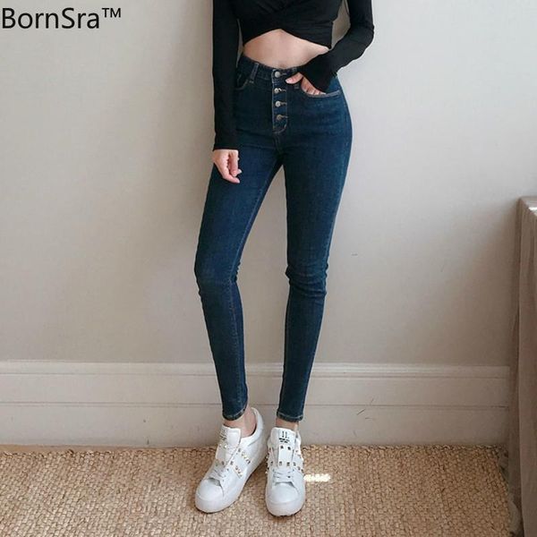 women's jeans bornsra elastic high waist four buttons women pencil pants fashion casual solid female denim ladies skinny, Blue
women's jeans bornsra elastic high waist four buttons women pencil pants fashion casual solid female denim ladies skinny, Blue