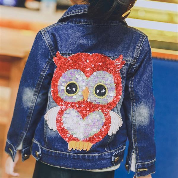 1 6yrs baby girls denim jackets coats autumn children outwear coat cartoon sequins owl brand kids jacket, Blue;gray
1 6yrs baby girls denim jackets coats autumn children outwear coat cartoon sequins owl brand kids jacket, Blue;gray