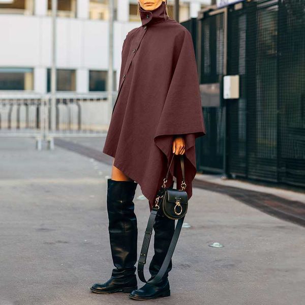 jacket plus size fashion turtleneck cape coats women's ponchoes 2021 casual solid windbreakers female double breasted outwears, Black;brown
jacket plus size fashion turtleneck cape coats women's ponchoes 2021 casual solid windbreakers female double breasted outwears, Black;brown