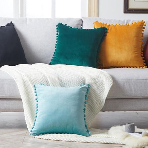luxury velvet pillow case soft comfortable cushions covers square styling cover with balls for sofa bed car home 45x45cm cushion/decorative
luxury velvet pillow case soft comfortable cushions covers square styling cover with balls for sofa bed car home 45x45cm cushion/decorative