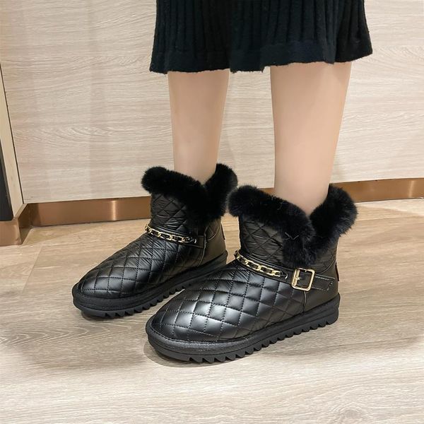 boots patent leather fur snow women metal chain round toe ankle leisure flat platform black beige mujer
boots patent leather fur snow women metal chain round toe ankle leisure flat platform black beige mujer