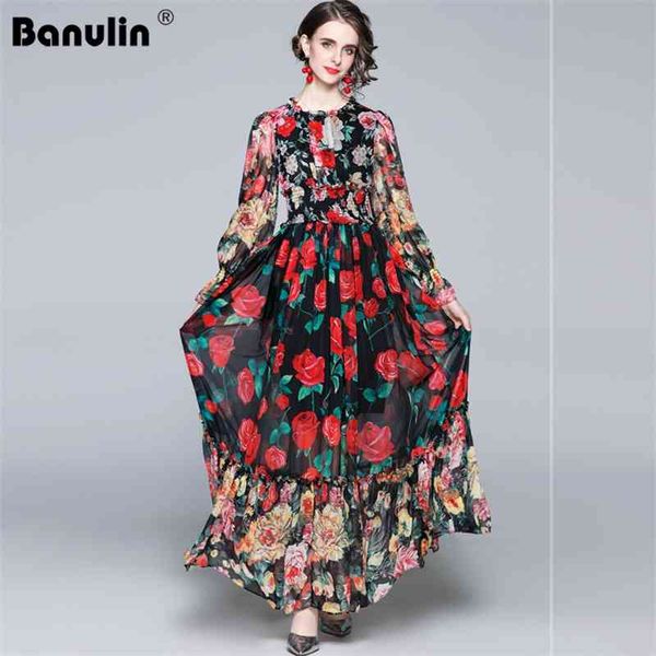 banulin fashion runway summer long sleeve maxi dress women's elastic waist floral print elegant party holiday 210603, Black;gray
banulin fashion runway summer long sleeve maxi dress women's elastic waist floral print elegant party holiday 210603, Black;gray