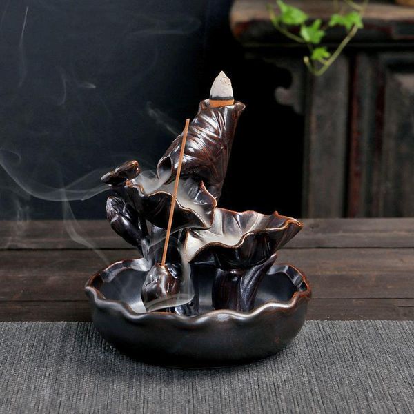 fragrance lamps lotus leaf backflow incense burner retro smoke waterfall holder smell aromatic home office ceramic crafts
fragrance lamps lotus leaf backflow incense burner retro smoke waterfall holder smell aromatic home office ceramic crafts