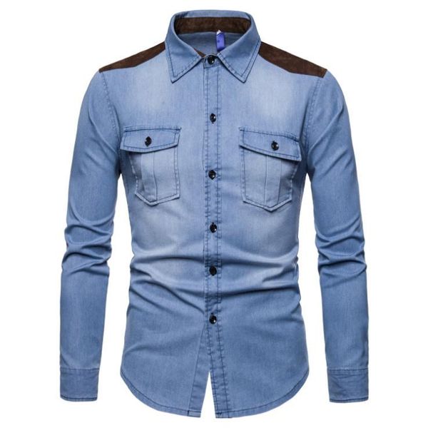 men's casual shirts denim europe/us size shirt men patchwork long sleeve fashion pockets 100% cotton male camisa masculina, White;black
men's casual shirts denim europe/us size shirt men patchwork long sleeve fashion pockets 100% cotton male camisa masculina, White;black