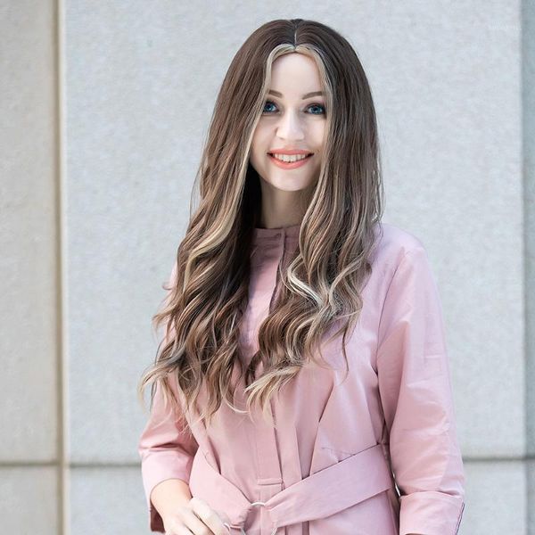 charmsource long brown highlights white deep wave omber synthetic wigs middle part for women cosplay natural hair heat resistant1, Black
charmsource long brown highlights white deep wave omber synthetic wigs middle part for women cosplay natural hair heat resistant1, Black