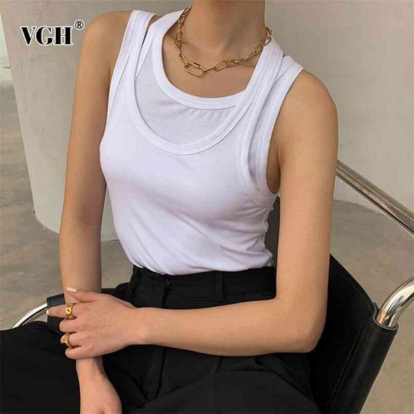 solid tank for women o neck sleeveless hollow out fake two casual minimalist vest female fashion clothing 210531, White
solid tank for women o neck sleeveless hollow out fake two casual minimalist vest female fashion clothing 210531, White