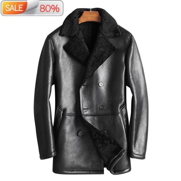 men's leather & faux mens shearling autumn winter genuine sheepskin coat for men natural fur coats and jacket bca12 b21343, Black
men's leather & faux mens shearling autumn winter genuine sheepskin coat for men natural fur coats and jacket bca12 b21343, Black