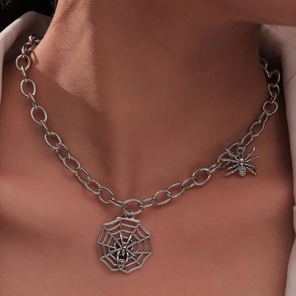 chains exaggerate halloween gothic chain necklaces pendant horror skull spider web necklace choker for women jewelry collar statement, Silver
chains exaggerate halloween gothic chain necklaces pendant horror skull spider web necklace choker for women jewelry collar statement, Silver