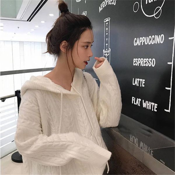 women's sweaters 2021 knitwear pull korean fashion hooded with gauze pullovers winter autumn sweater women knitted pullover female, White;black
women's sweaters 2021 knitwear pull korean fashion hooded with gauze pullovers winter autumn sweater women knitted pullover female, White;black
