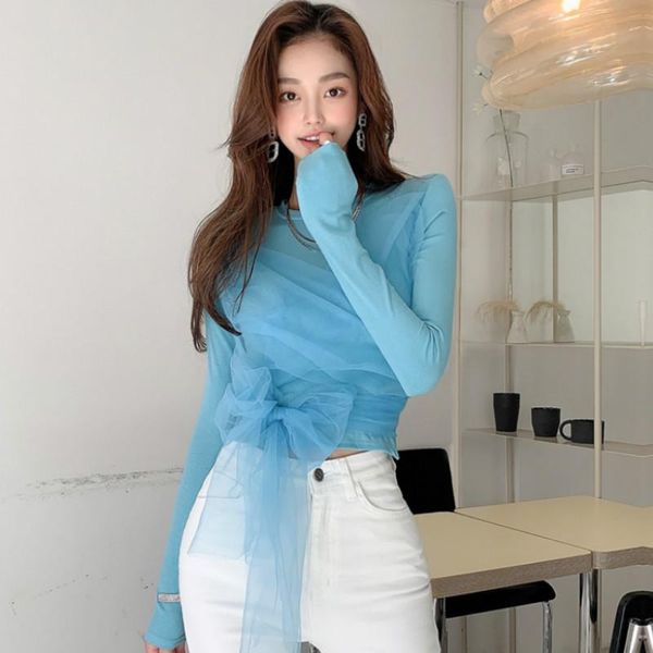 women's t-shirt female mesh patchwork bowknot slim crop 2021 spring solid woman t-shirts, White
women's t-shirt female mesh patchwork bowknot slim crop 2021 spring solid woman t-shirts, White
