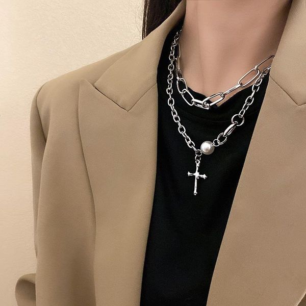 chains punk style fashion metal rhinestone cross pearl necklaces for women exaggerated hip-hop chain double niche clavicle, Silver
chains punk style fashion metal rhinestone cross pearl necklaces for women exaggerated hip-hop chain double niche clavicle, Silver