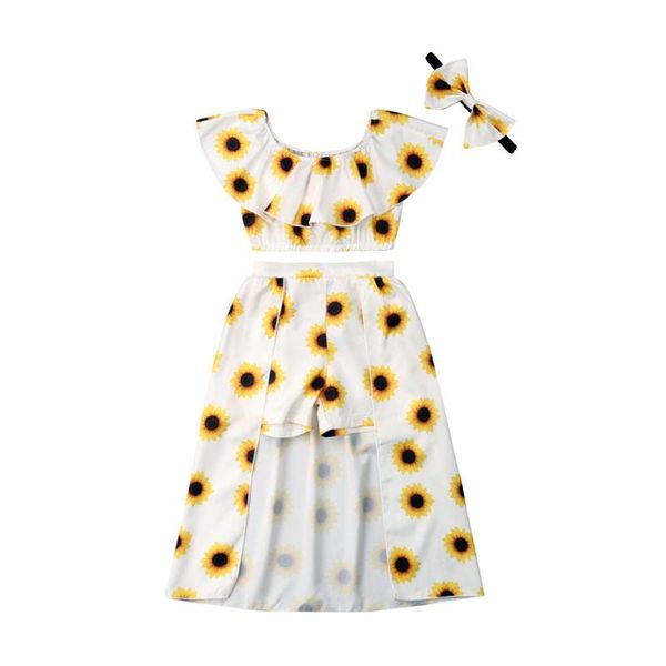 girl suit summer baby sunflower strapless + culottes 2-piece set child suits fashion printing for clothing sets, White
girl suit summer baby sunflower strapless + culottes 2-piece set child suits fashion printing for clothing sets, White