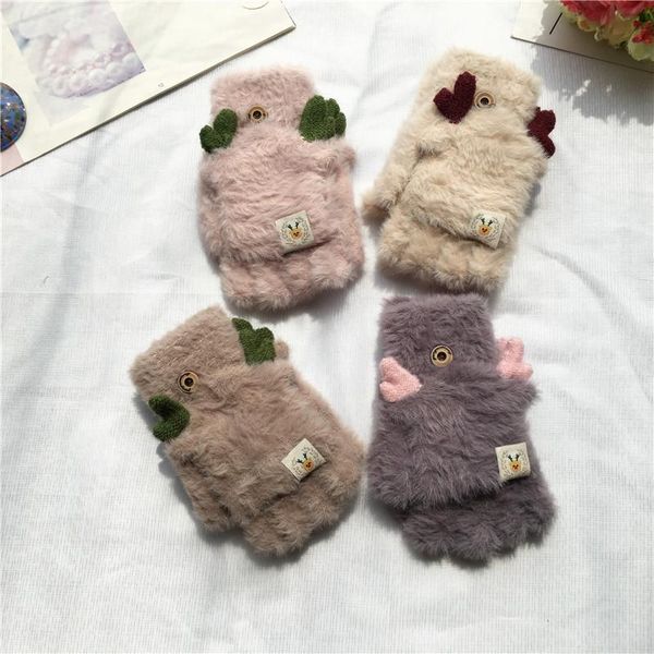 five fingers gloves autumn and winter warm female half finger flap cute girlfriend gift cartoon antler patch open, Blue;gray
five fingers gloves autumn and winter warm female half finger flap cute girlfriend gift cartoon antler patch open, Blue;gray
