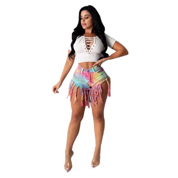 women's shorts 2021 ins ladies casual fashion street nightclub trend personality tie-dye tassel jean, White;black
women's shorts 2021 ins ladies casual fashion street nightclub trend personality tie-dye tassel jean, White;black