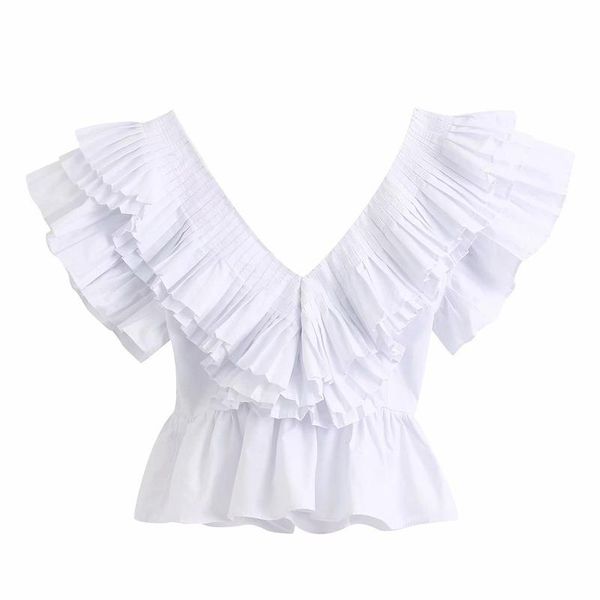 women's blouses & shirts women solid v neck pleated ruffles casual white smock blouse ladies chic butterfly sleeve poplin femininas sh
women's blouses & shirts women solid v neck pleated ruffles casual white smock blouse ladies chic butterfly sleeve poplin femininas sh